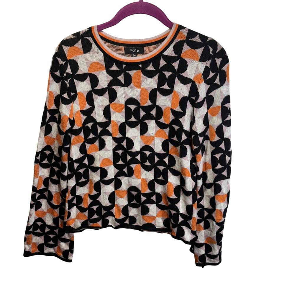 Fate Geometric Pattern Sweater Pullover 100% Visc… - image 1